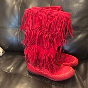 Red Fringe Boots